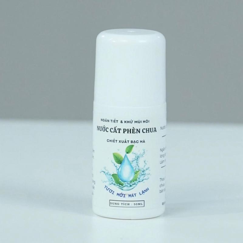 Lăn Nước Cất Phèn Chua Mix Tinh Thể Bạc Hà - Dạng Chai Lăn 50ml - Hỗ Trợ Khử Mùi Hôi Nách Làm Trắng Da Vùng Nách,...