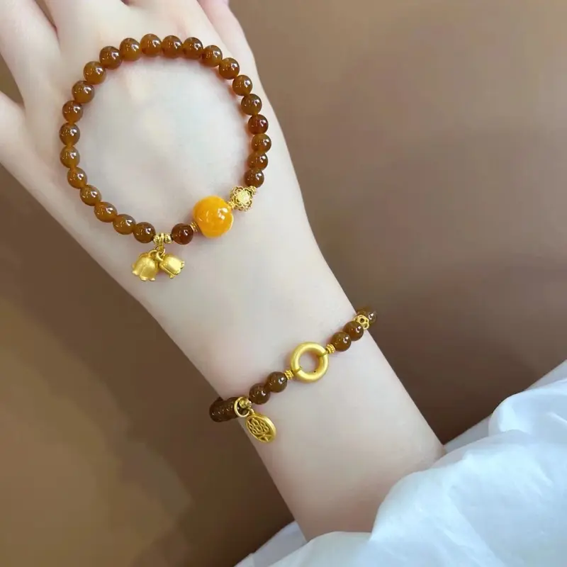 Vòng Tay Hoa Huệ Caramel, Thiết Kế Đơn Giản, Làm Bằng Sáp Ong Và Giả Ngọc Bích Hetian, Thích Hợp Để Phát Sóng Trực Tiếp, Hàng Mới Về 0