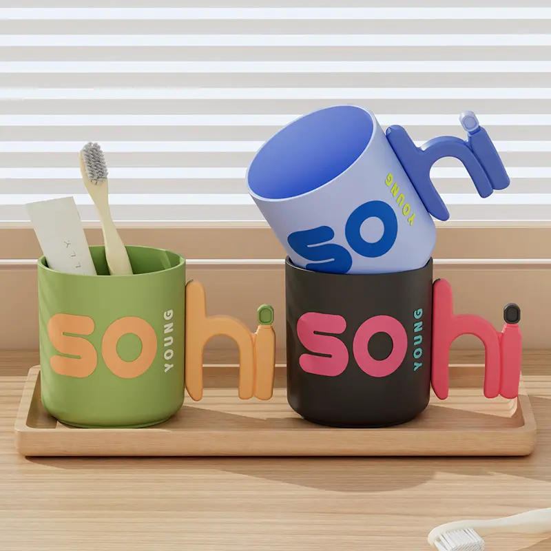 Creative Cartoon Gargle Cup Plastic Double Layer Tooth Cup Cute Creative Glacier Good-looking Dopamine Washing Cup Household Mouthwash Cup Gargle Cup Baby Pair Tumbler