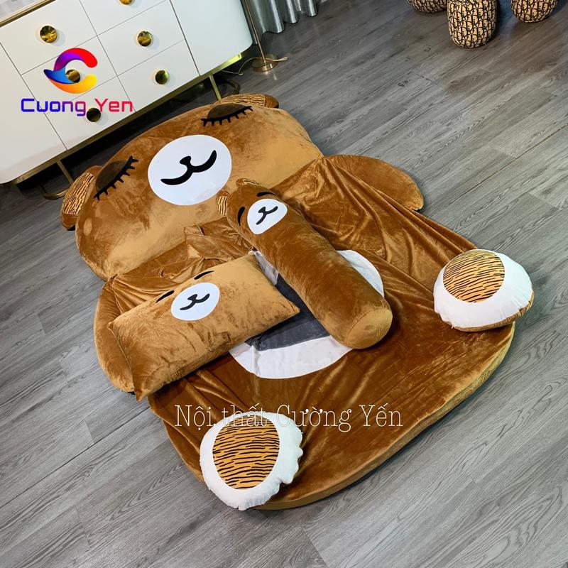 Nệm thú bông, giường hình thú ngộ nghĩnh cho bé size 1.1x1.6m ( combo 1 nệm 2 gối) 4