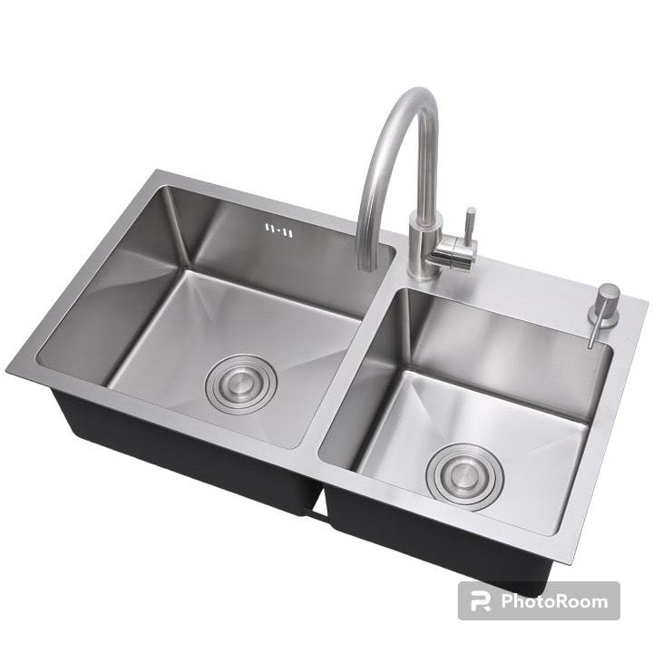 CHẬU ĐÚC Chậu Rửa Chén inox  N7 8245 NA.GRAND và xả và Rổ Đa Năng và Vòi Chén và Bình Nước Rửa Chén 