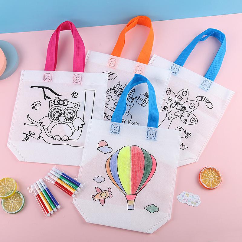 Product Introduction of DIY Hand-painted Canvas Bag Graffiti Tote Bag Children's Painting Graffiti Coloring Art Creative Handicraft Material Kit 7