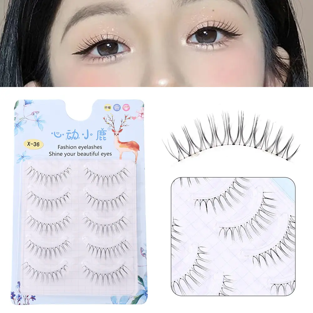5Pairs Korean Eye Makeup U-shaped  False Eyelashes Natural Wispy Lash Extension Beauty Cosmetics