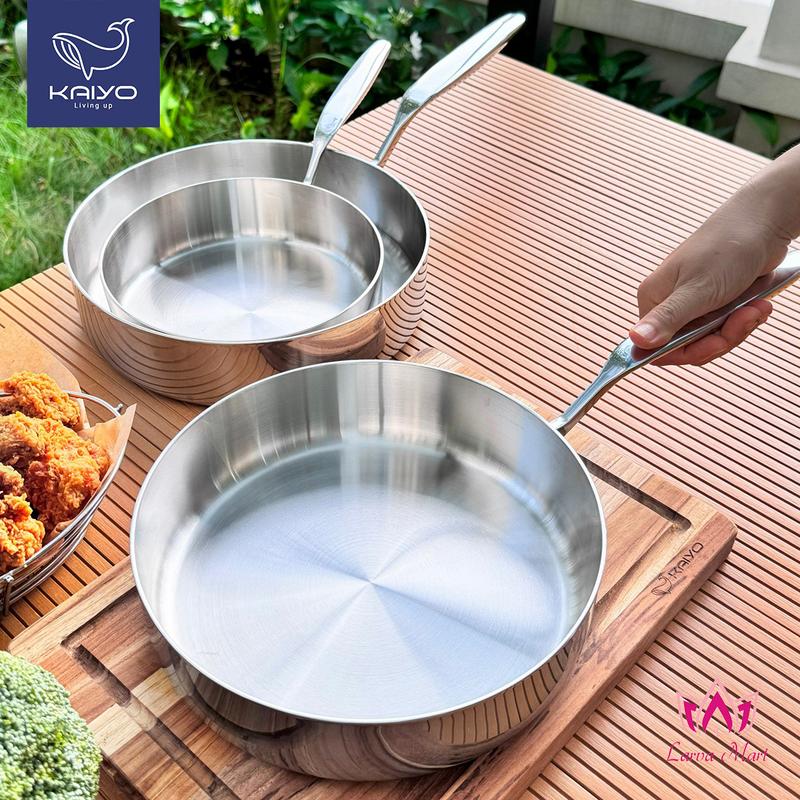 Chảo inox 316 liền khối 5 lớp Premium Kaiyo thành cao chống dính tự thân (dòng chảo Saute)