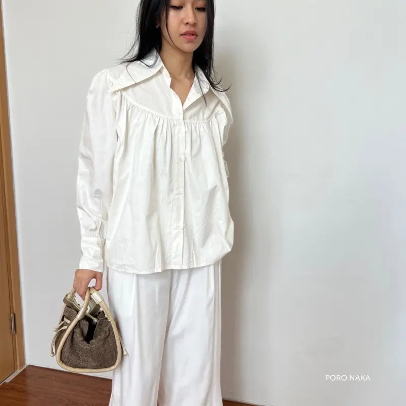 PORO NAKA - NAYA | Atasan Kemeja Polos Blouse Kantor Cotton Poplin