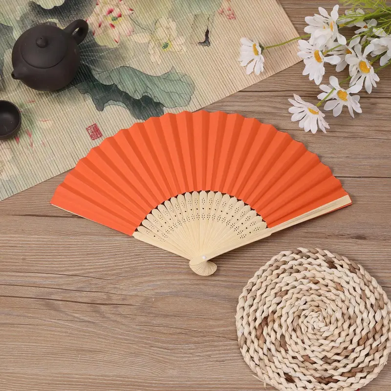Hollow Out Design Bamboo Fan, 1 Count Portable Pink Folding Hand Fan, Decoration for Home Wedding Party, Mini Fan, Decorations Supplies, Decoration Items 2