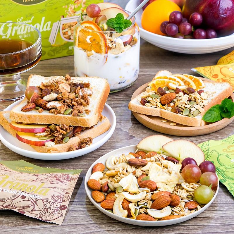 Product Introduction of [Ưu đãi] Ngũ cốc granola siêu hạt Special TANU NUTS túi nhỏ tiện lợi mix hạt dinh dưỡng tốt cho sức khỏe Food Không đường Gran Stick 24