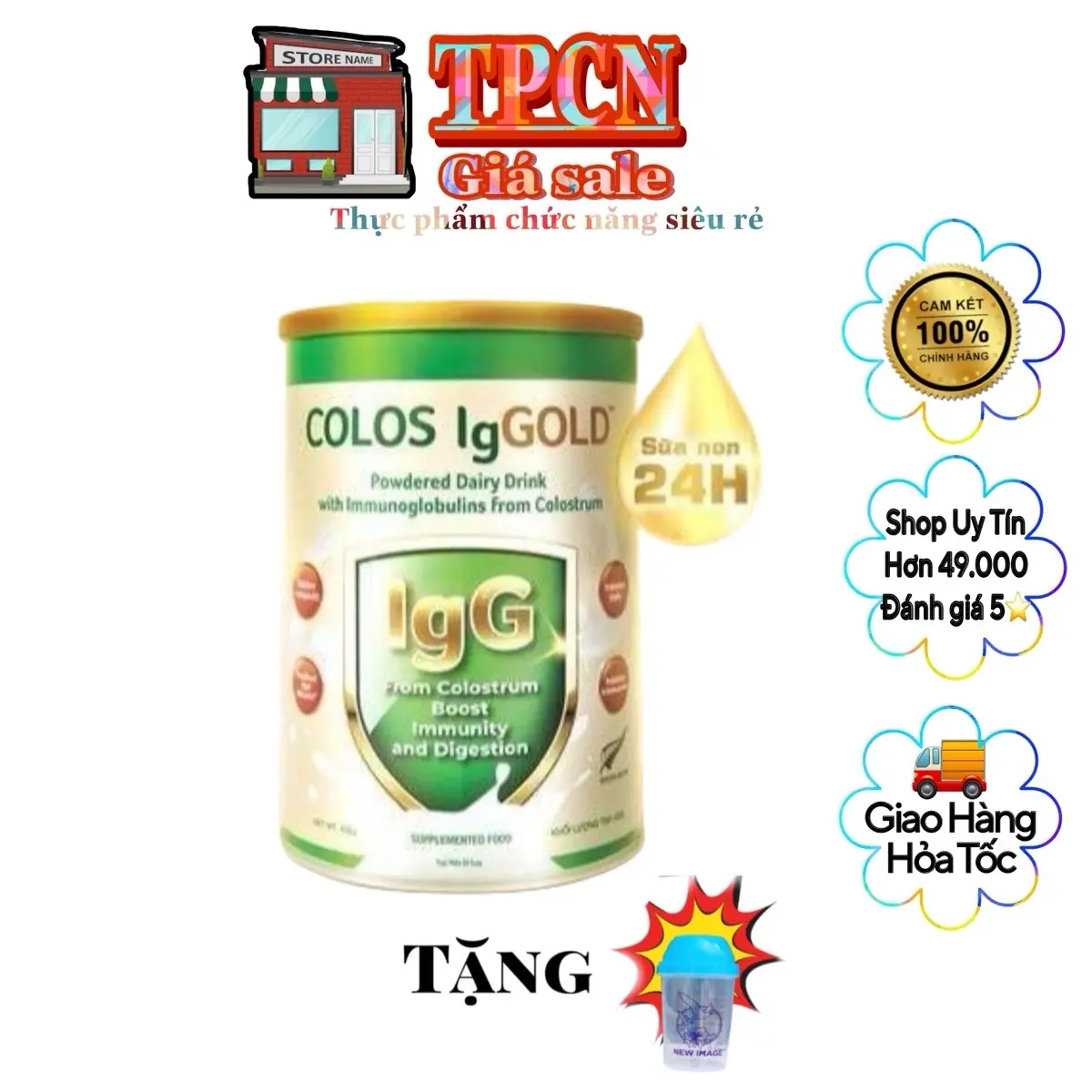 [Tặng1LyLắc] Sữa non Colos IgGold New Zealand 450g. tươi tốt cho hệ tiêu hoá