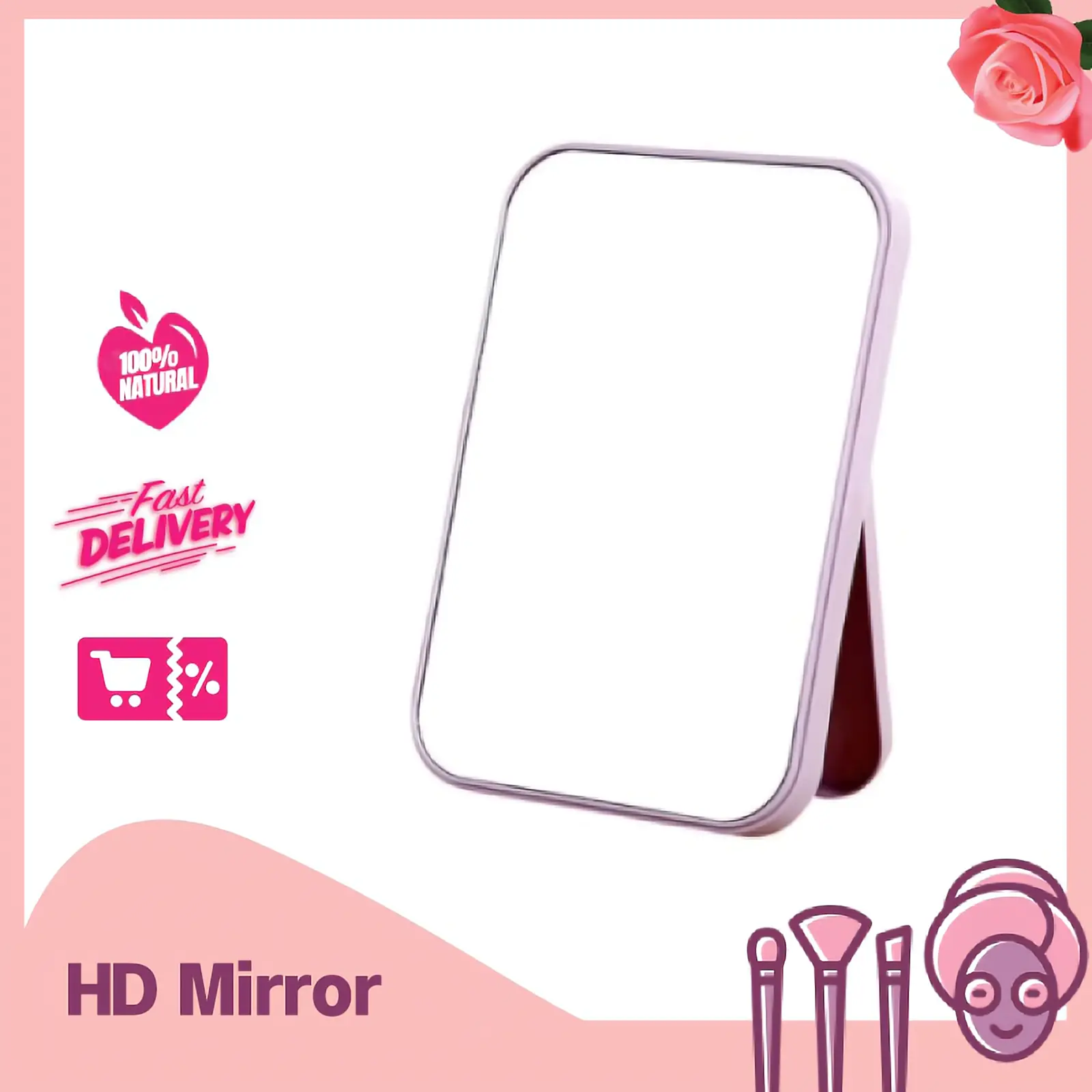 Face Makeup Mirror Desktop Vanity Mirror Large Folding Portable Square Mirrors Color Cosmetic Clear White