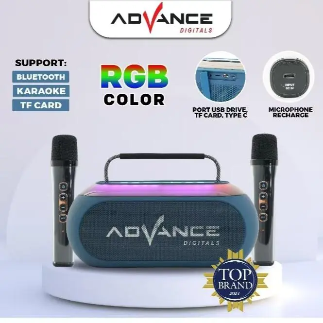【COD】Advance V-18 Speaker Lampu Karaoke Bass Plus 2 Mic Wireless Bluetooth Speaker USB Speaker Komputer Speaker Aestetik Garansi 1 Tahun 0