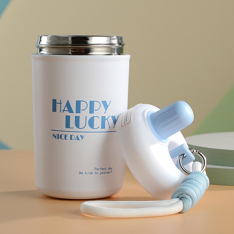 Product Introduction of stainless steel Chihiro thermos cup high appearance level portable thermal insulation with rope straw outdoor accompanying water cup 19