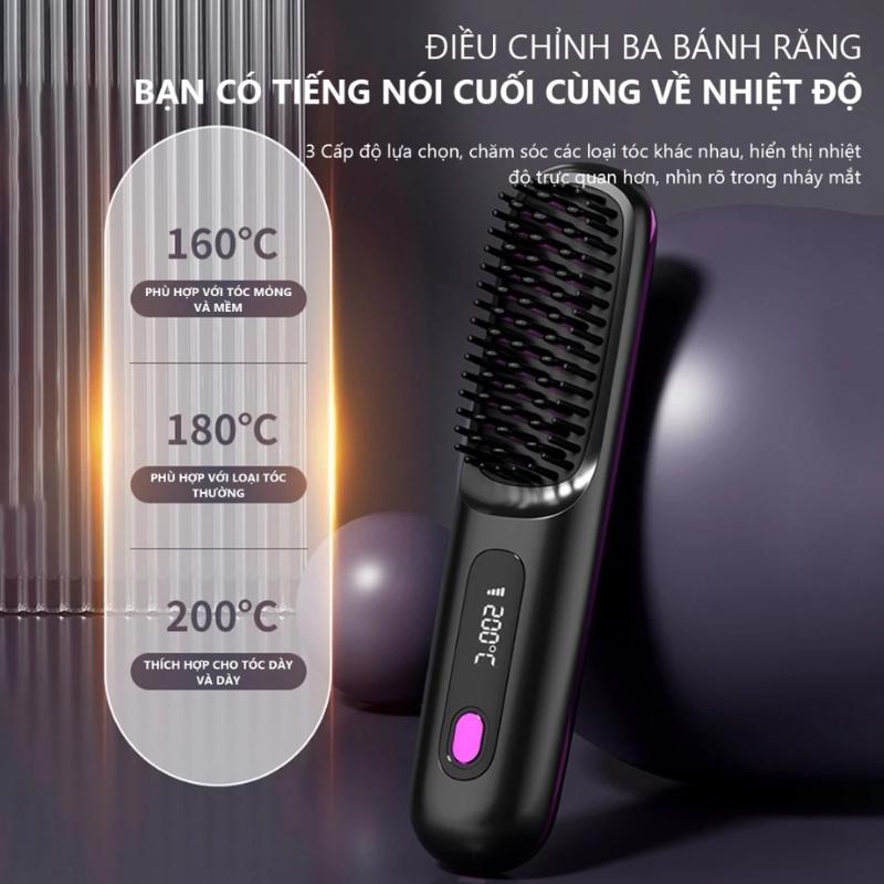 Lược Điện Chải Tóc Không Dây Ion Âm Lược Duỗi Thẳng Với 3 Mức Nhiệt Tạo Kiểu Chăm Sóc Tóc Suôn Mượt Dễ Dàng Mang Theo 1