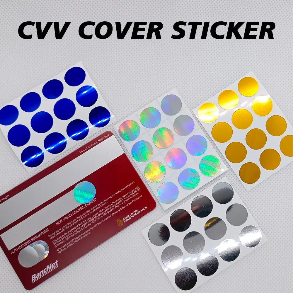 12PCS Credit/Debit Card CVV Cover Stickers Holographic Chrome. High ...