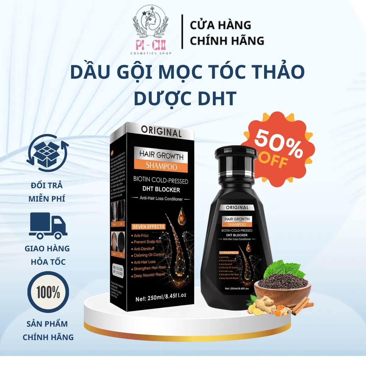 [2 CHAI] Dầu gội DHT - Giảm rụng tóc, giảm bã nhờn, giúp đen tóc 250ml Nữ