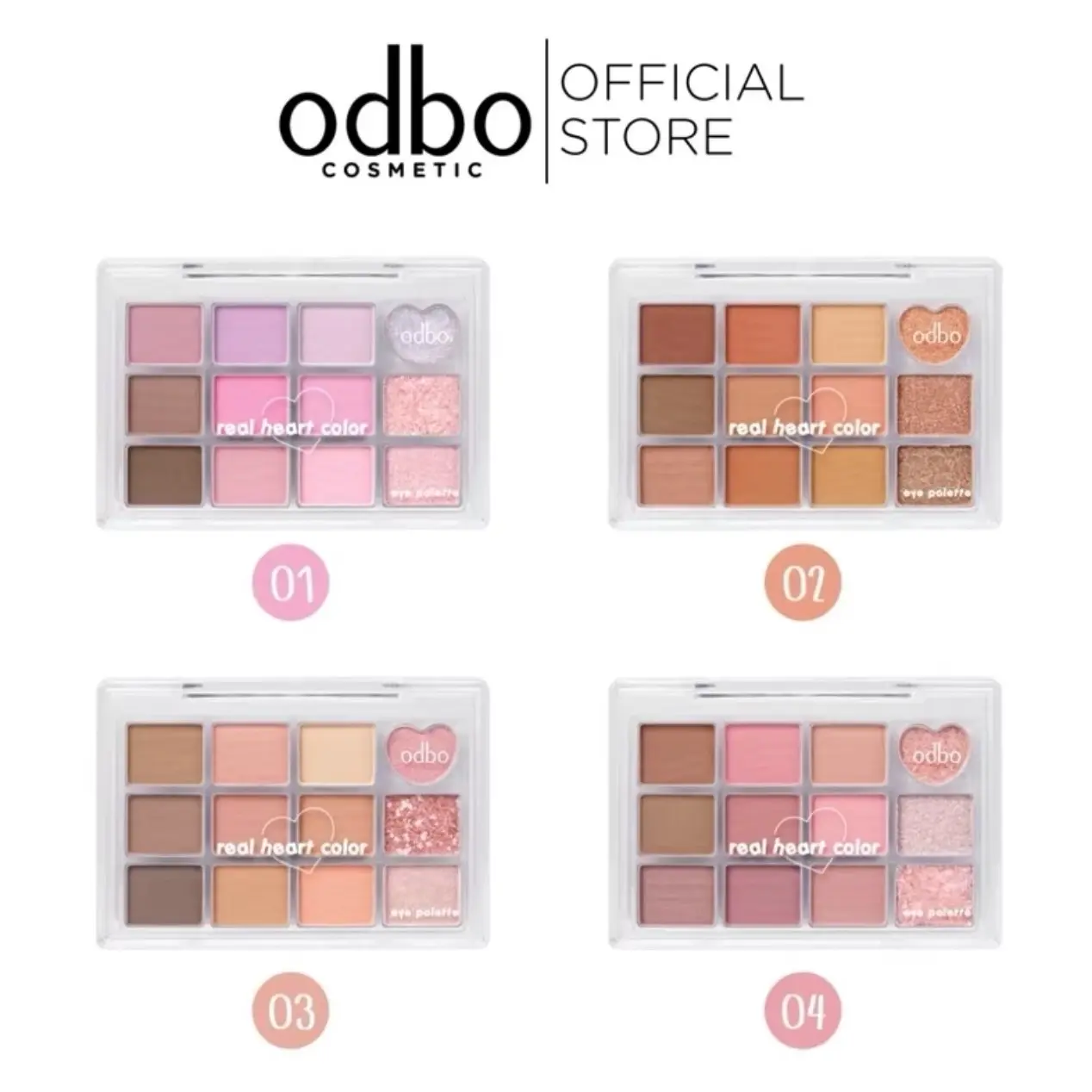 ODBO THÁI] Bảng Màu Mắt 12 Ô Màu Real Heart ODBO Nội Địa Thái Lan Trái Tim Đa Dạng Màu Sắc OD2019 8g Mỹ Phẩm Trang Điểm