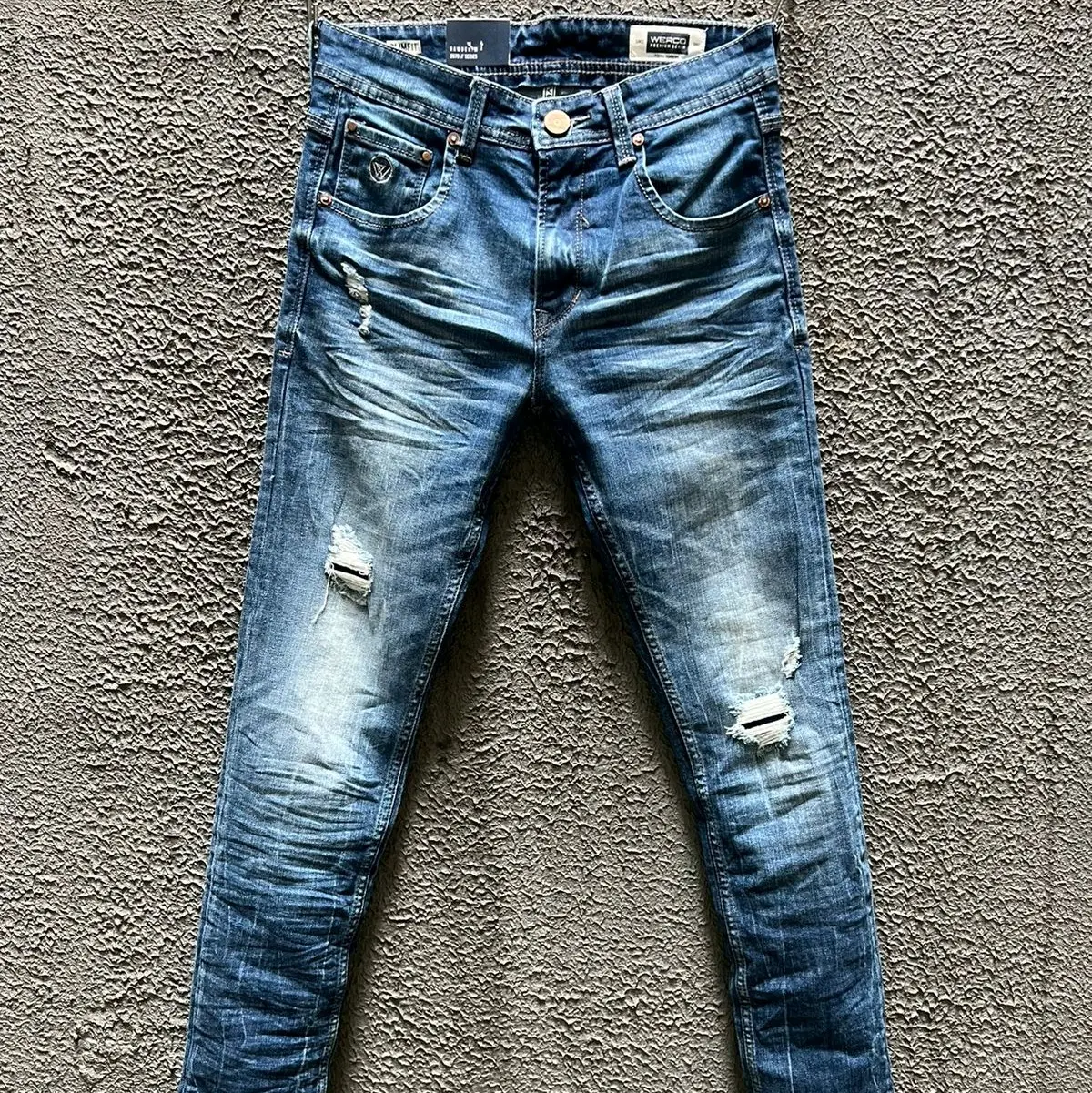 Celana Jeans Pria Panjang Sobek Werco Slim Fit Terbaru - Kualitas Bahan Tebal dan Lembut - Skinny, Hitam