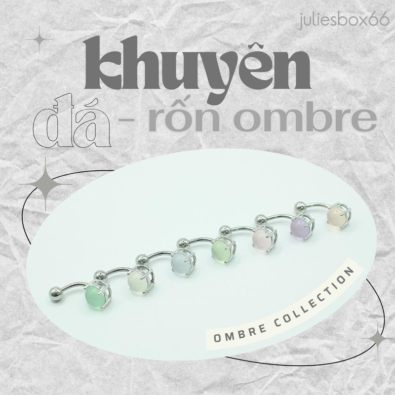 1 CHIẾC XỎ Khuyên Rốn Đá Ombre Thân Màu Bạc Unisex Không Gỉ Không Ngứa julies box 66 Hàng ngày