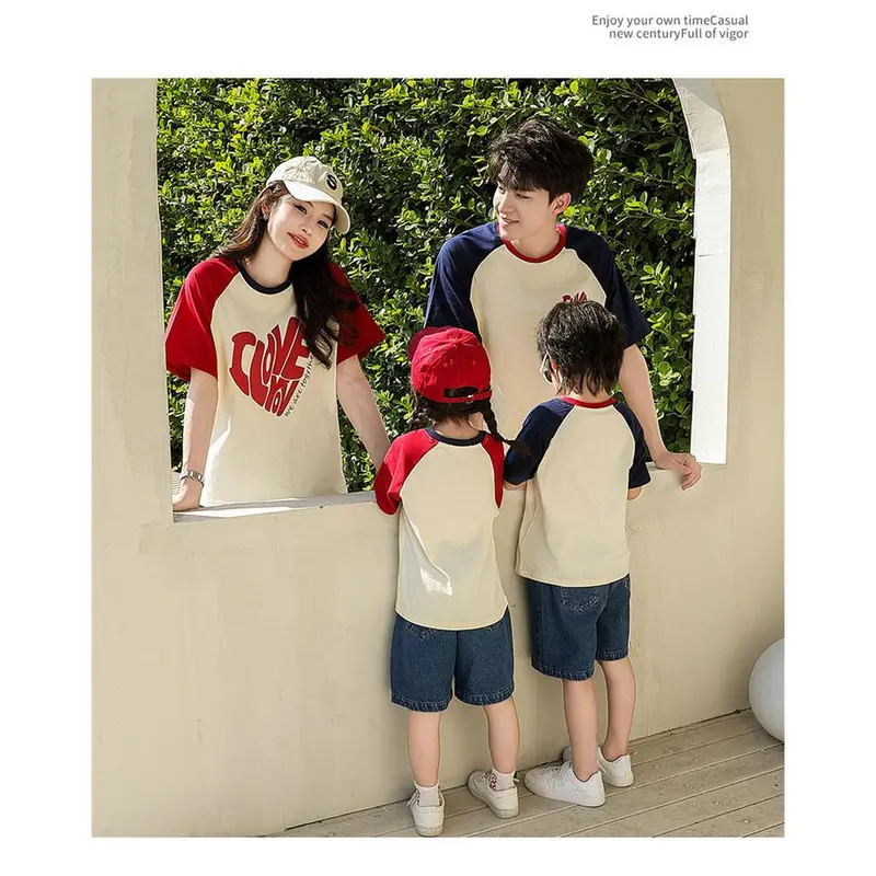 Quần Áo Ngắn Tay Tình Yêu Thường Ngày Thời Trang, Bộ Ba Gia Đình Phù Hợp Cho Cả Gia Đình, Thích Hợp Đi Chơi, Du Lịch, Mặc Nhà, Quần Áo Cặp Đôi 6