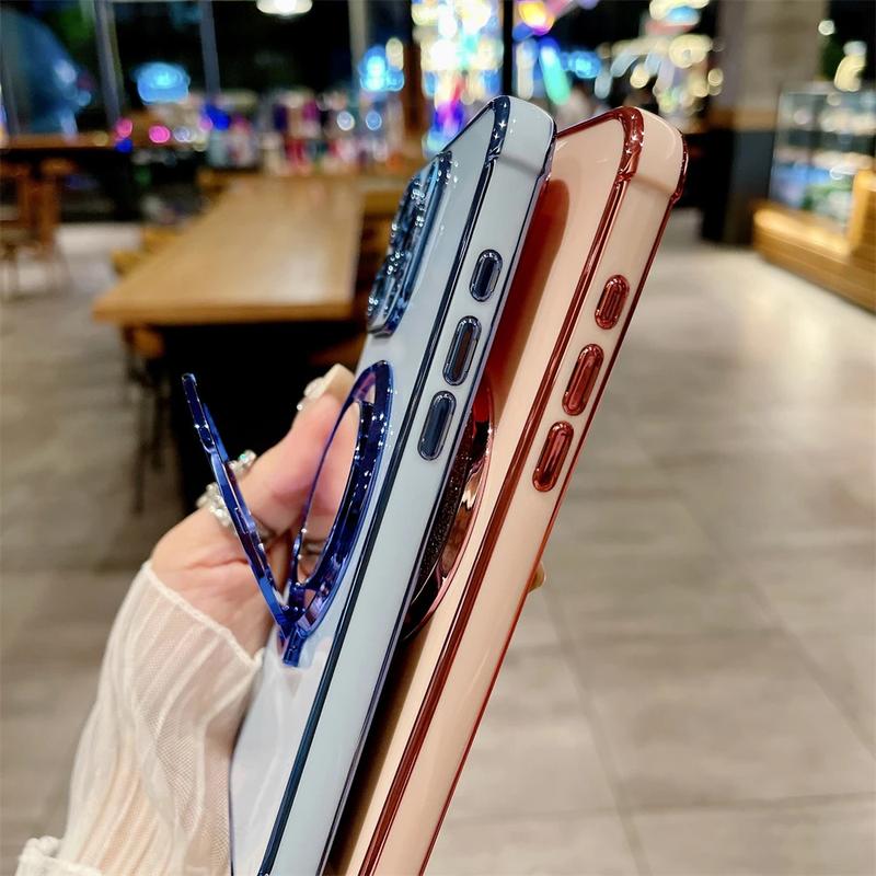 Product Introduction of Luxury Plating Cute Flowers Phone Case For iPhone 11 12 13 14 15 16 Pro Max Glitter Stand Soft Bumper Protector On 14 Pro Cover Protection Protective Casing Shockproof 8