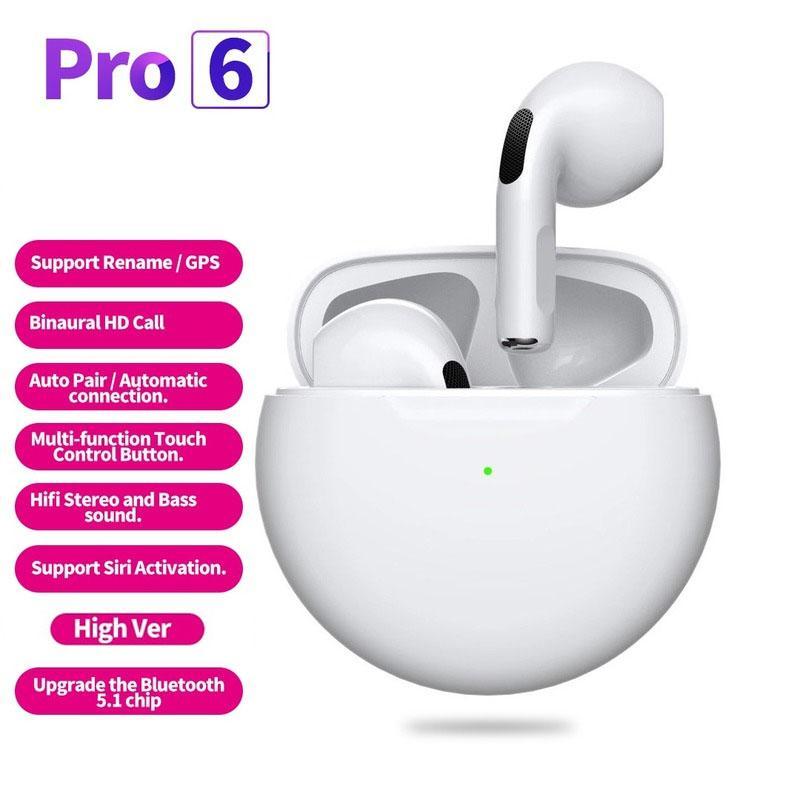 Pro6 TWS Wireless Earbuds Bluetooth Earphone Touch Control with Mic Waterproof TWS Stereo Headphone Headset Sport 0