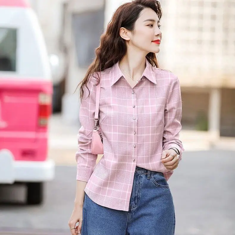 Áo Sơ Mi Kẻ Sọc, Hàng Mới Về, Quần Áo Mùa Thu Nữ Dài Tay, Thời Trang, Thanh Lịch, Dáng Ôm, Phong Cách Hàn Quốc, Dáng Rộng Vừa Vặn, Áo Áo Cánh Nữ, Phong Cách Phương Tây 5