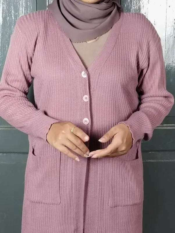 Long Cardigan Rajut kancing 3 / Sweater Rajut Kardigan Panjang Kancing 3 Nyaman Knitwear Kerah 3