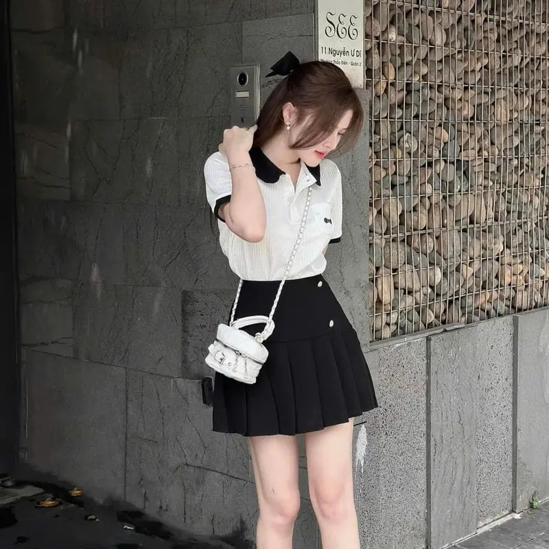 Áo Polo Cổ Sen Chất Thun Gân Phối Viền Đen Thêu Ngực UHT-Fashion 2