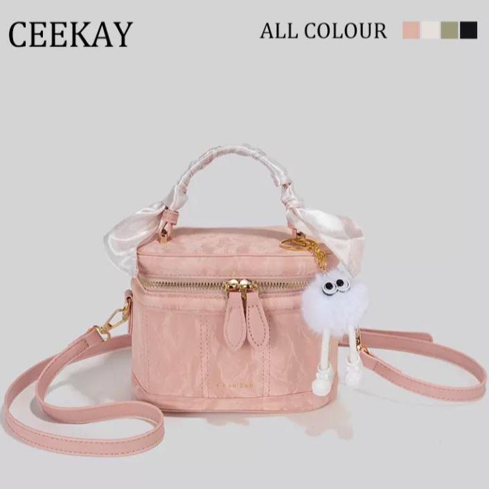 Túi Xách Nữ CEEKAY Chính Hãng Kiểu Túi Cốp Trơn Màu Phối Móc Gấu Quai Xách Quai Đeo Hàng Quảng Châu