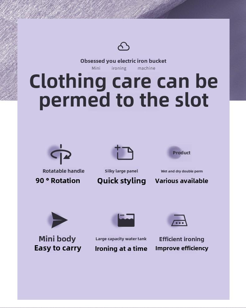 Product Introduction of Mini household small portable dry and wet dual-use rotary folding atomizing steam electric iron hanging ironing machine 2