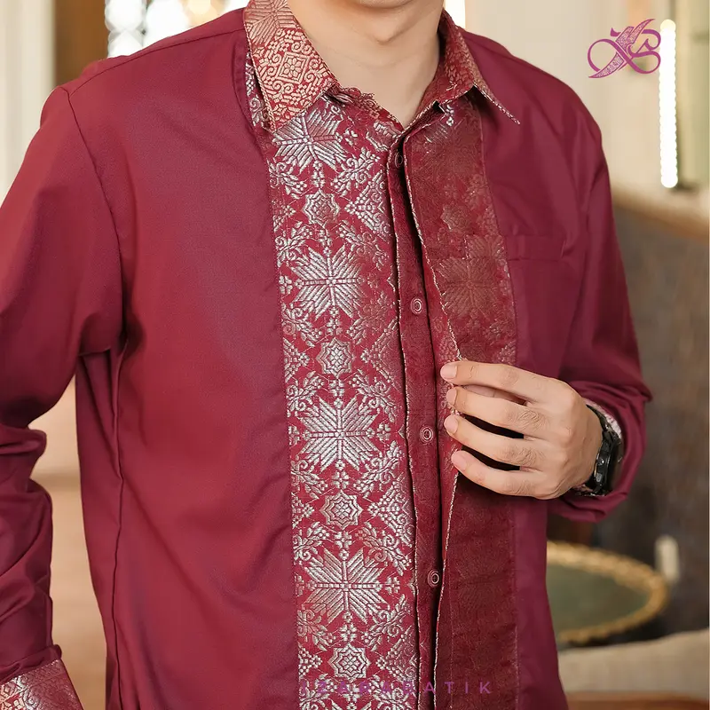 New Laksmi Burgundy - Setelan Baju Kebaya Wanita Songket Brokat Payet Modern Couple Wisuda Lamaran Kondangan Aesthetic [izarabatik] 8