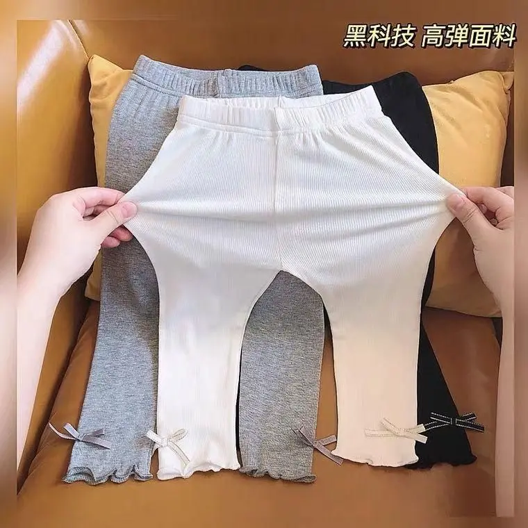 Quần Áo Trẻ Em, Thoải Mái, Quần Legging Bé Gái, Siêu Mỏng, Làm Bằng Bông, Thích Hợp Cho Mùa Xuân Và Mùa Hè, Quần Cropped Xén Cho Bé Gái, Thời Trang Phong Cách Hàn Quốc, Có Thể Mặc Ngoài Trời, Cho Mùa Hè Và Mùa Hè