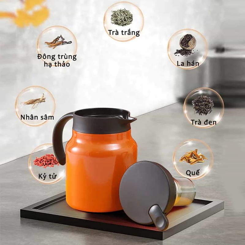 Ấm Pha Trà Giữ Nhiệt LIGHTBULB Dung Tích 1L Chất Liệu Inox 304 Giữ Nhiệt Có Lõi Lọc Trà Tiện Dụng Cách Nhiệt 7