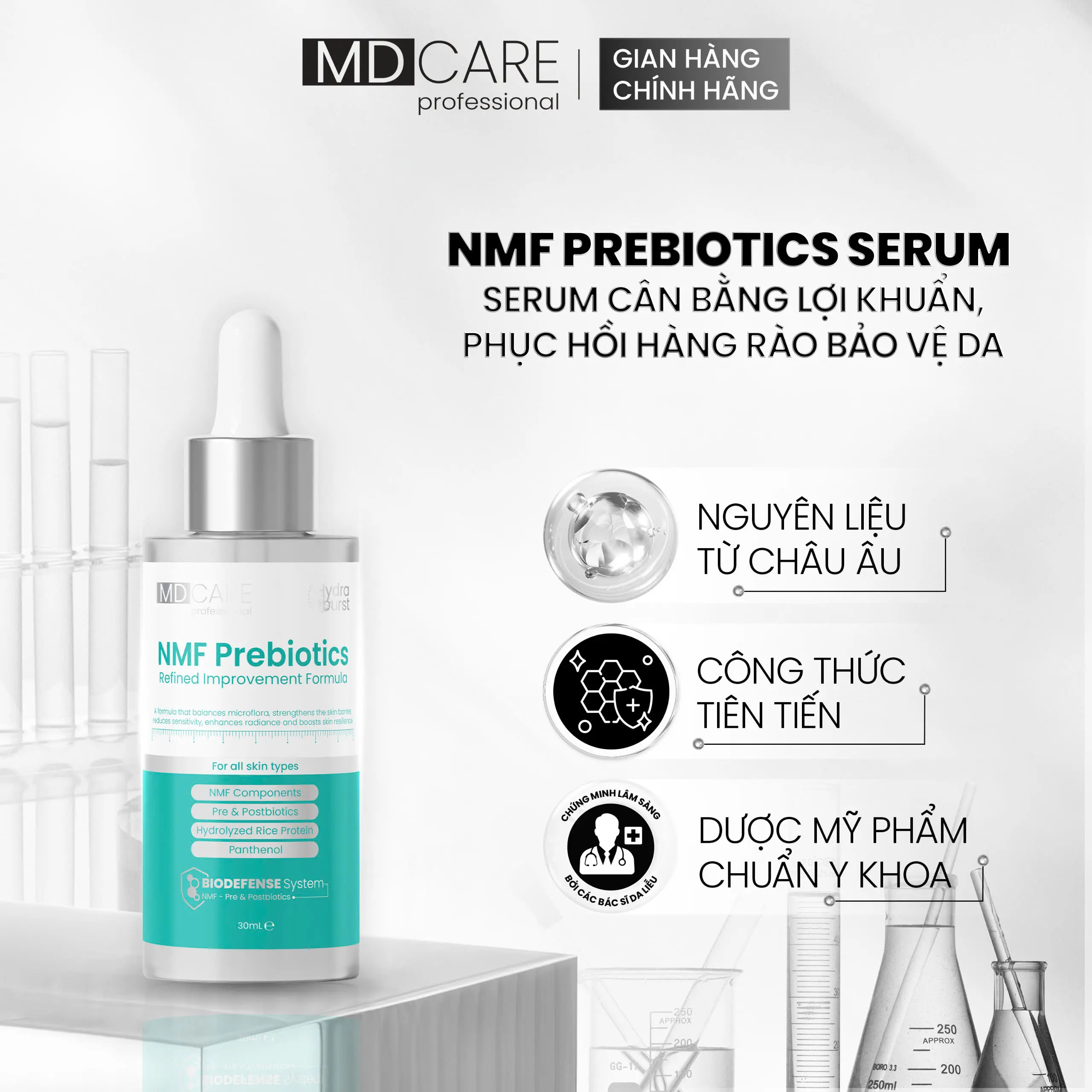 [CHÍNH HÃNG] Serum Cân Bằng Lợi Khuẩn Và Phục Hồi Hàng Rào Bảo Vệ Da MD CARE NMF Prebiotics Serum 30ml