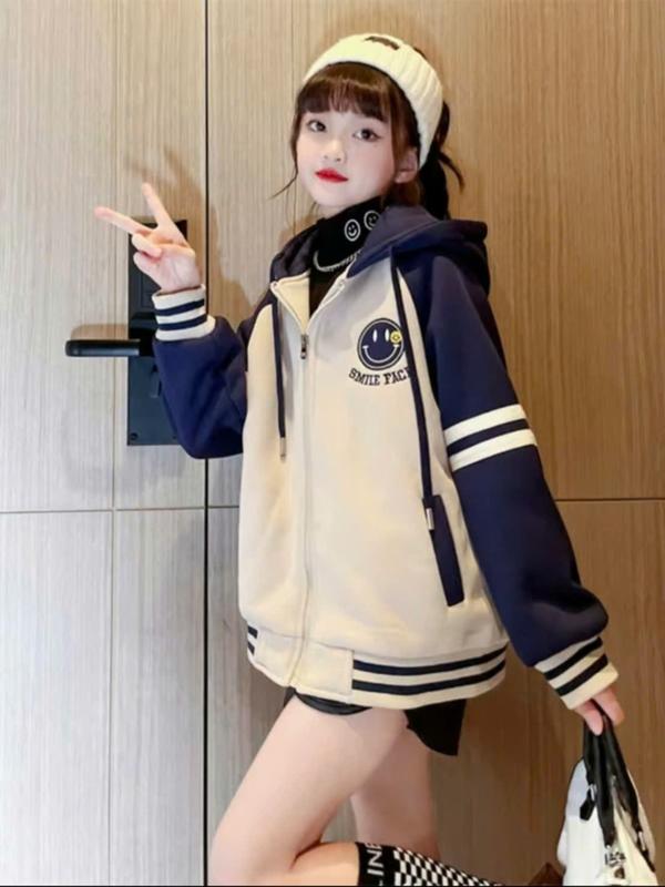 ÁO khoác nỉ bé gái 18-45kg kiểu hình mặt cười. Thiết kế năng động, cá tính. 1