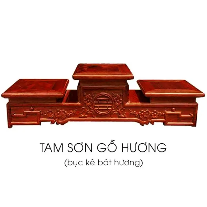 Bục tam cấp gỗ, tam sơn kê bát hương trên ban thờ, sản xuất thủ công làng nghề đồ gỗ truyền thống Liên Hà Decor Decor Phòng Trang Trí Nhà 1