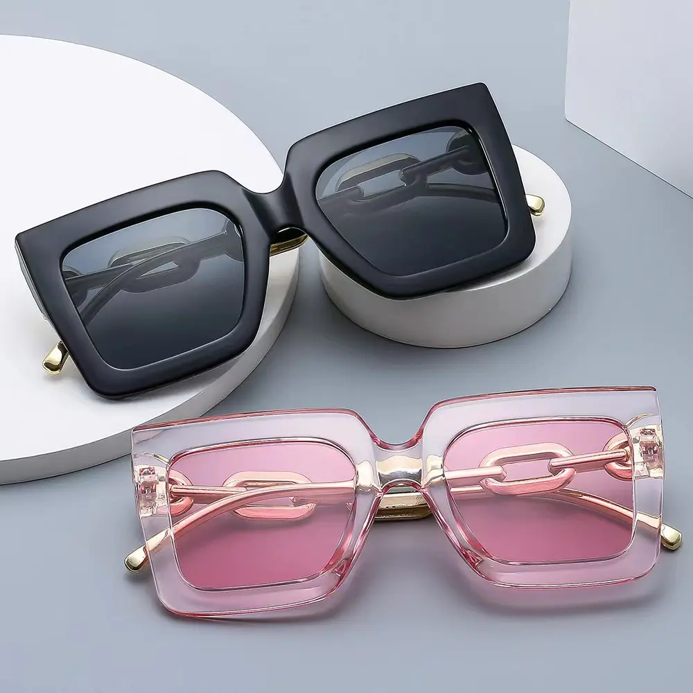 New Chain Anti-ultraviolet Sunglasses European And American Fashion Square Frame Womens High-end Sunglasses