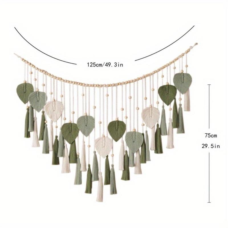 Boho Style Leaf Design Wall Decor, Creative Handmade Woven Wall Art, Wall Hanging Decor for Home Living Room Bedroom 2
