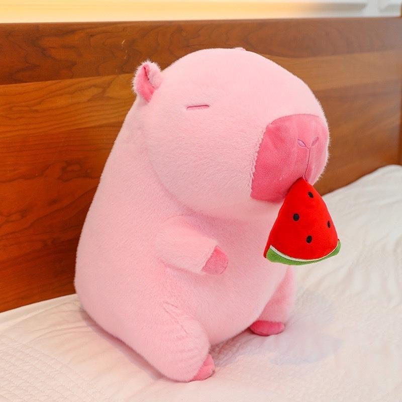 Gấu Bông Chuột Lang Nước Capybara hồng rút dưa hấu size 55cm hàng QC hot trend