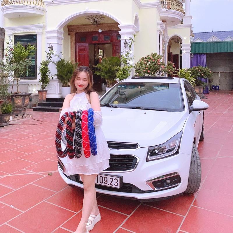 Loại đẹp - Bao tay vô lăng, bọc tay nắm xe ô tô, xe tải bằng Hạt cườm Hàn quốc chống mồ hôi tay