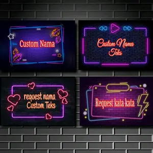 Hn Art Store Hiasan Dinding Poster Kayu Custom Nama tema Neon Aestetik Request Nama Poster Produk Cetak 20x30 cm 45x30 cm,pengait Besi
