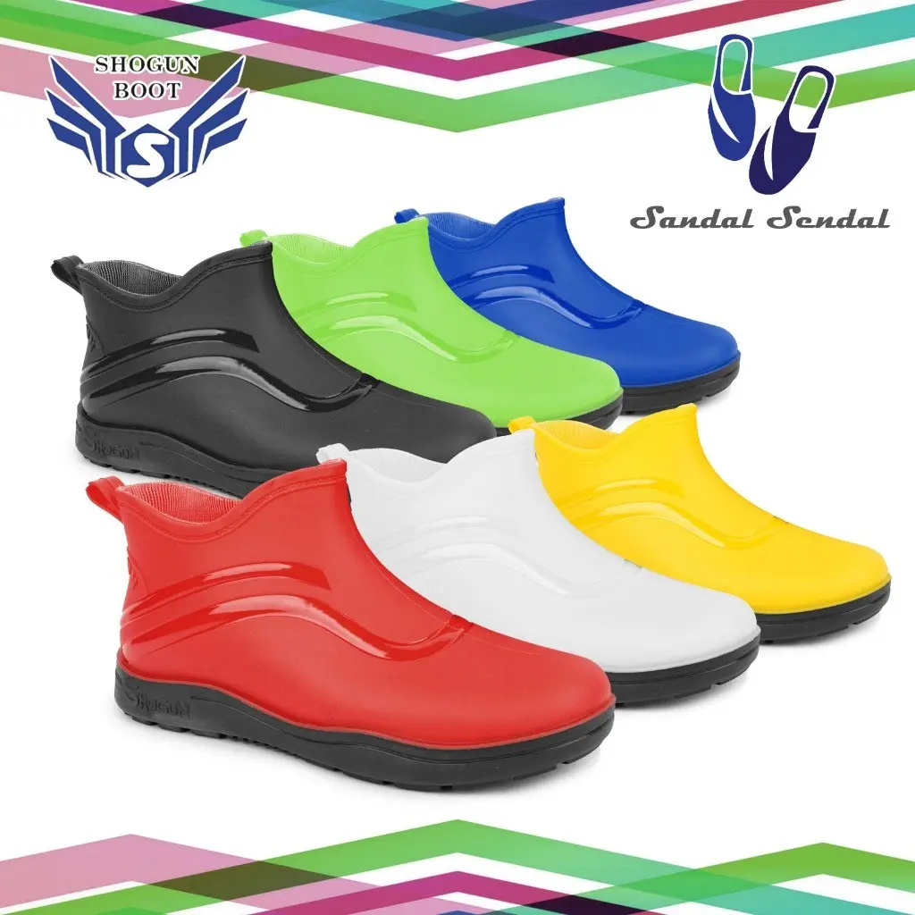 Sepatu Boot Pendek SHOGUN OPTIMA hitam scotlite biru merah putih kuning Boots Proyek Perkebunan Kebersihan Karet Lokal Anti Slip Air