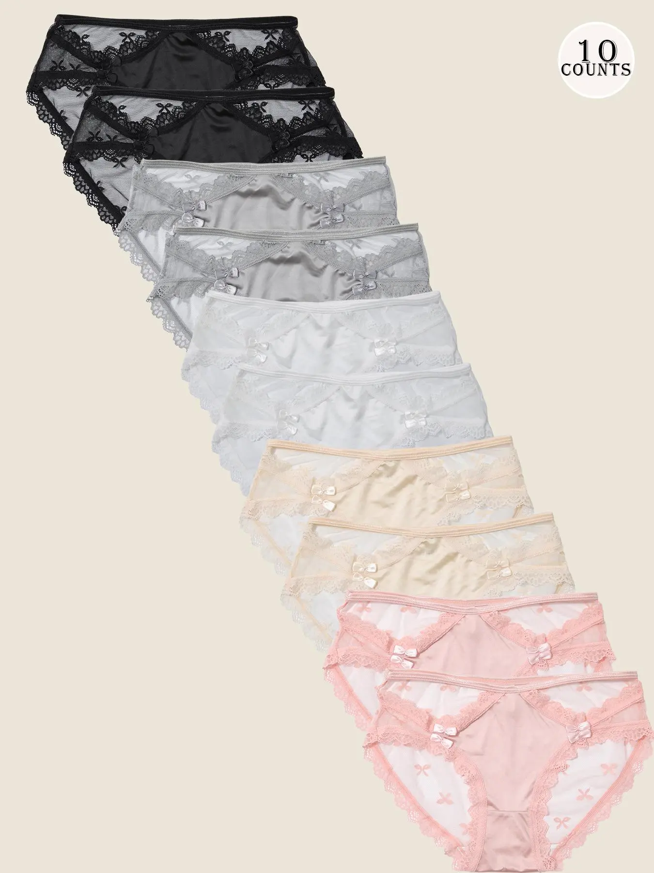 Women's Solid Color Lace Trim Panty, Soft Comfy Breathable Knicker for Daily Wear, Underwear for All Seasons