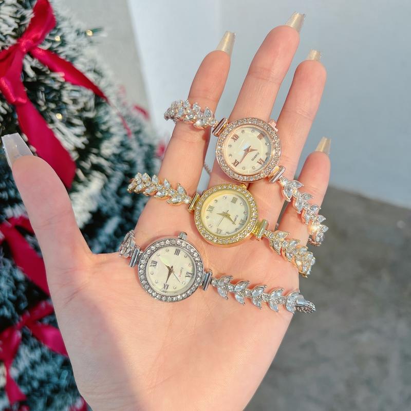 Đồng hồ nữ LaLa dây rút mặt tròn đính đá dáng lắc tay Women watch đồng hồ đeo tay Hoa Voi Trang Sức Titan Sen Nón