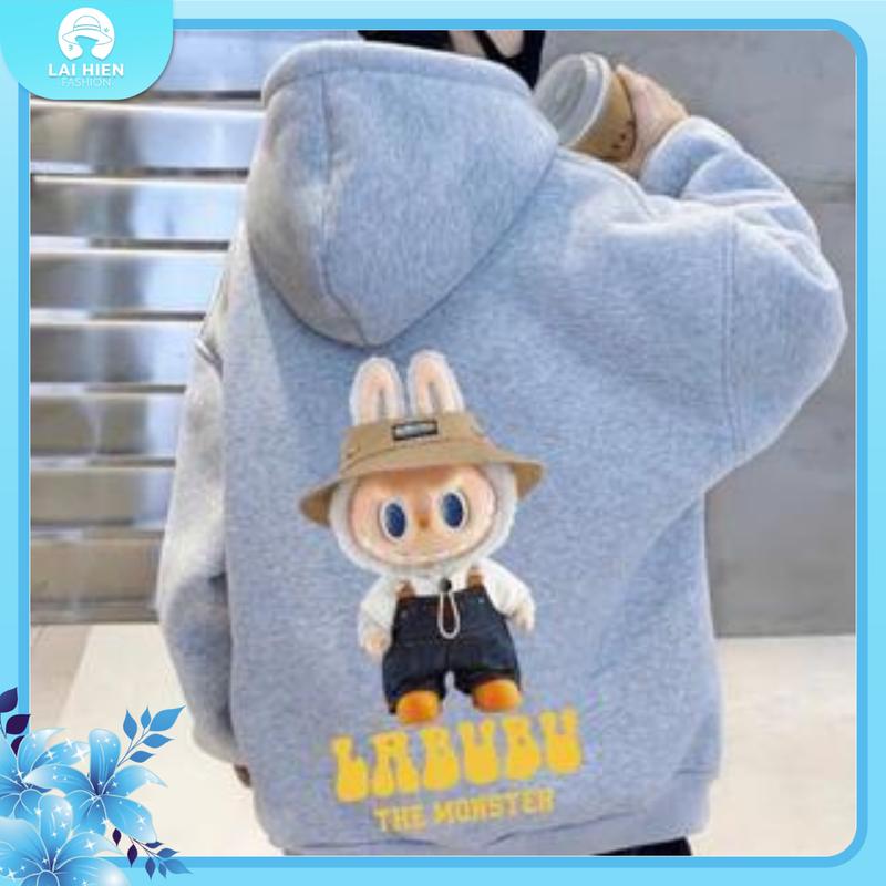  Áo Nỉ Hoodie Bé Trai & Gái In Hình Labubu Thời Trang Thu Đông Cho Bé 18-48kg 