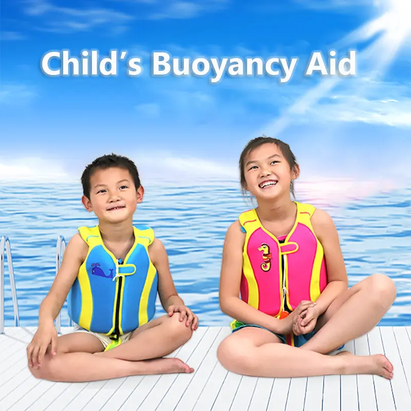 New children's professional buoyancy-free inflatable fashionable color-blocked unisex adjustable snap swimsuit