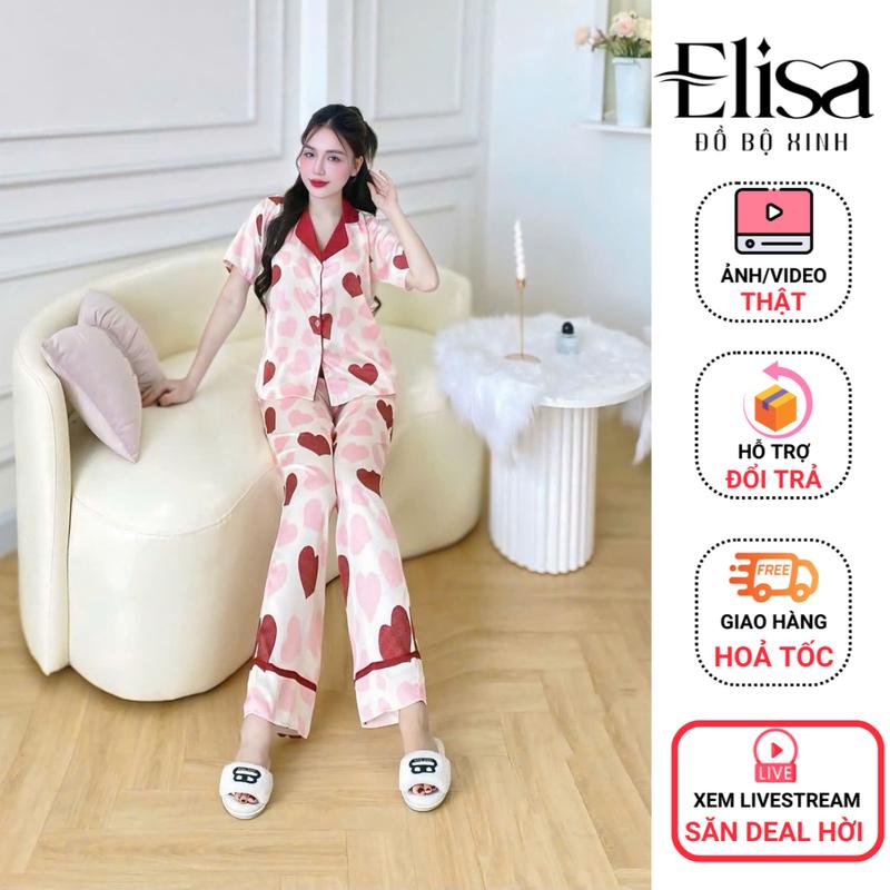 Đồ Bộ Pijama Nữ Elisa - B32A - Đồ Bộ Nữ Mặc Ở Nhà | Đồ Bộ Nữ Sang Chảnh Hàng Thiết Kế Dáng Áo Miditop Quần Dài Freesize 40-60kg | Women pizamanu do  bolatin