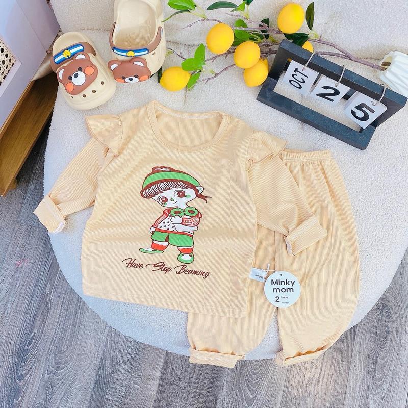 Bộ quần áo  tăm bèo bé gái size từ 5-16kg thích hợp mặc mùa lạnh hoặc nằm điều hòa 3