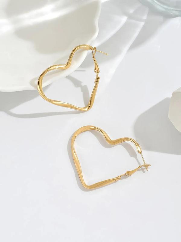 Fashionable Heart Shaped Hollow Out Design Hoop Earrings, Fashion Jewelry for Party, Daily Clothing Decor, Trendy All-match & Exquisite Jewelry for Birthday Gift, Valentine's Day, Gift, Accessories for Women 3