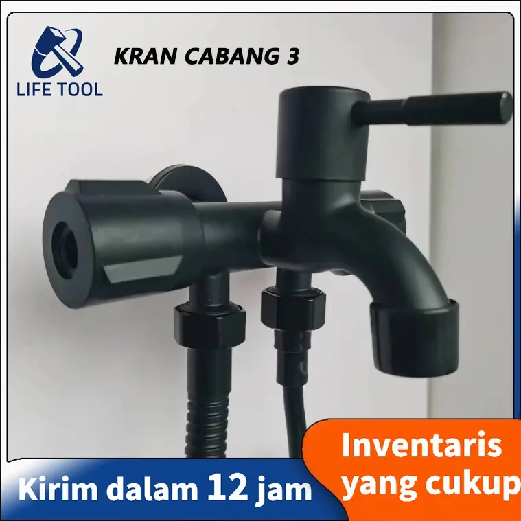 Life tool/kran cabang 3 Stainless/kran 3 cabang/Sus304 Kran Kamar Mandi Kran Shower Model 3 Cabang Kran Tembok