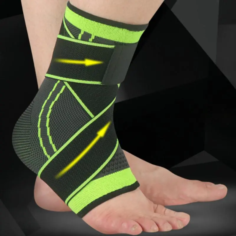 YZ 3D Pressurized Ankle Basketball Volleyball Sports Gym Badminton Ankle Brace Protector with Strap Belt Elastic